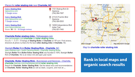 Example of listings on Google